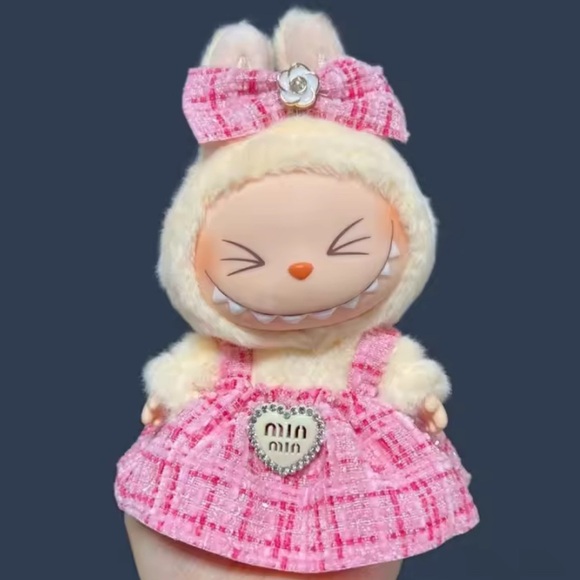 Unbranded Other - Labubu Pink Dress Head Bow Luxury Designer Outfit Clothes Dress Giving Looks